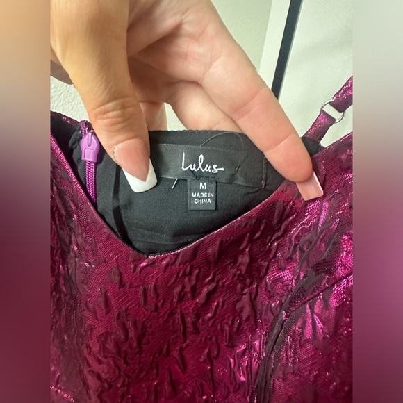 Lulu 
Spin the Night Magenta Jacquard Sleeveless Mini Skater Dress - Picture 4 of 5